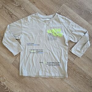 Zara Kids Khaki Long Sleeve Tee with Neon Graphic Print